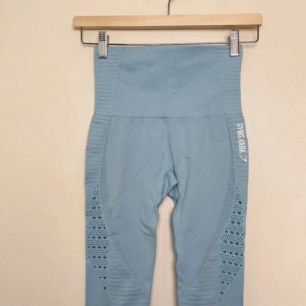 Gymshark Womens Xsmall Seamless Energy Malibu Blue Leggings - Picture 2 of 9